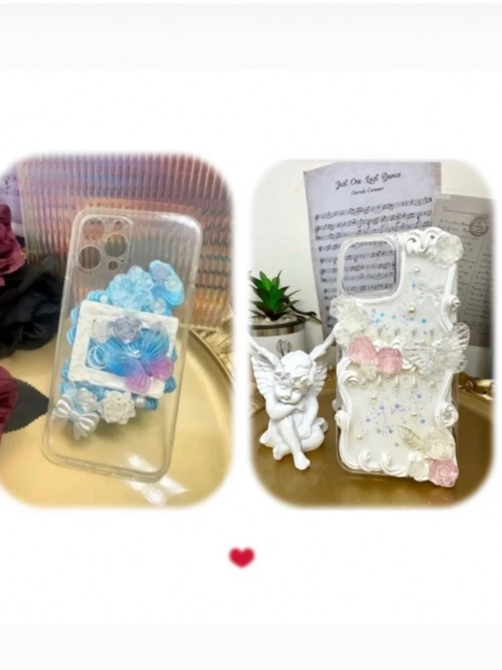 2 items .iPhone 12promax Baroque Butterfly Phone Case,Handmade case